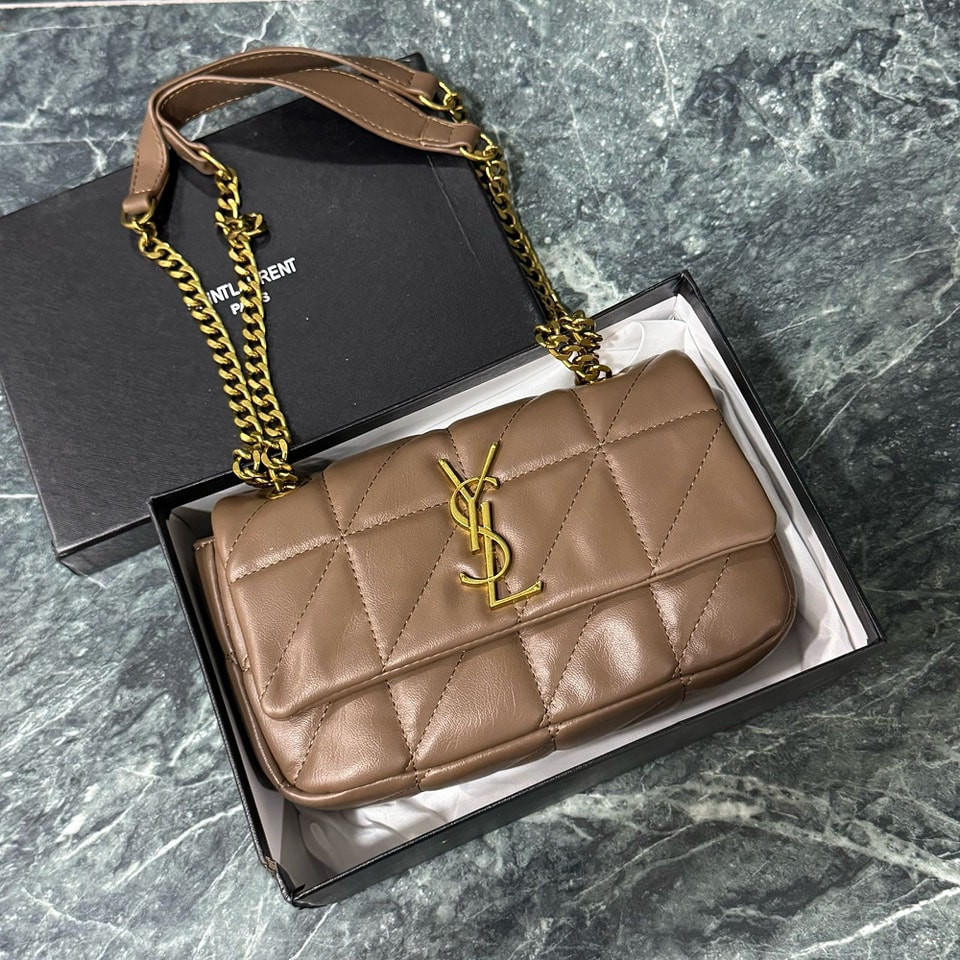 Luxury Chocolate Brown Style Puffy Quilted Chain Shoulder Bag for Women