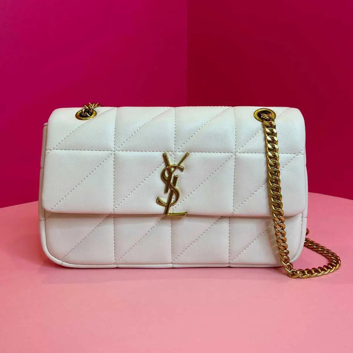 Luxury White Style Puffy Quilted Chain Shoulder Bag for Women